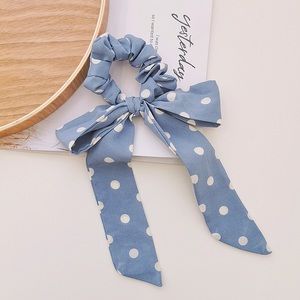 Brand New Handmade Blue Bow Scrunchie